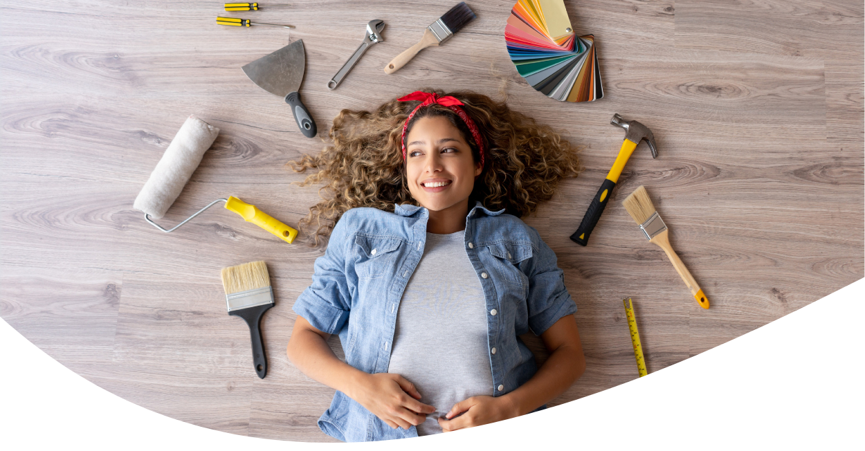 woman with home improvement supplies