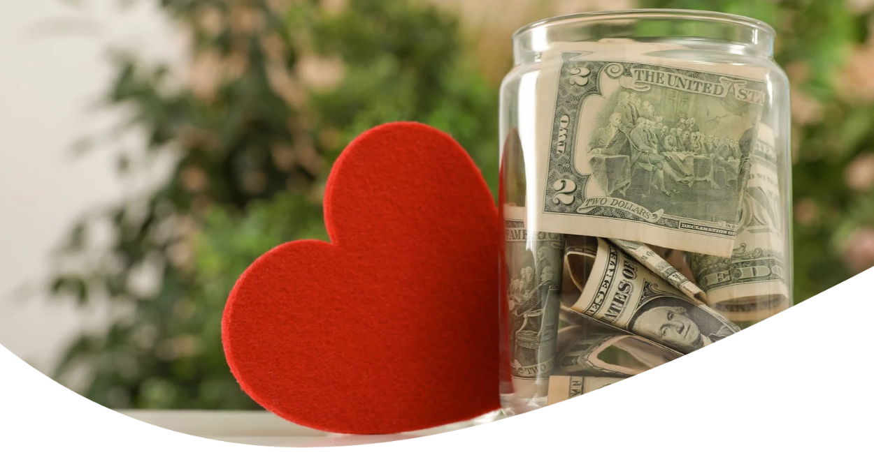 donation jar with heart