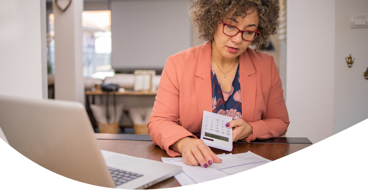 woman working on taxes