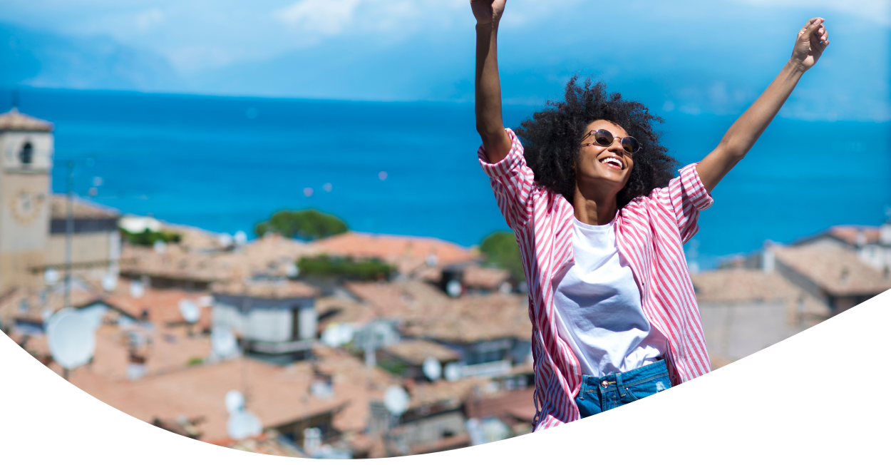 happy woman on vacation