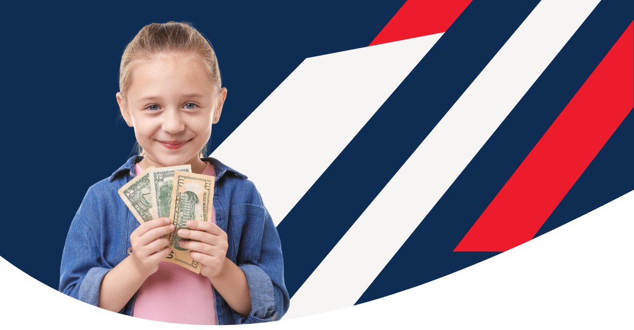 Young girl holding cash