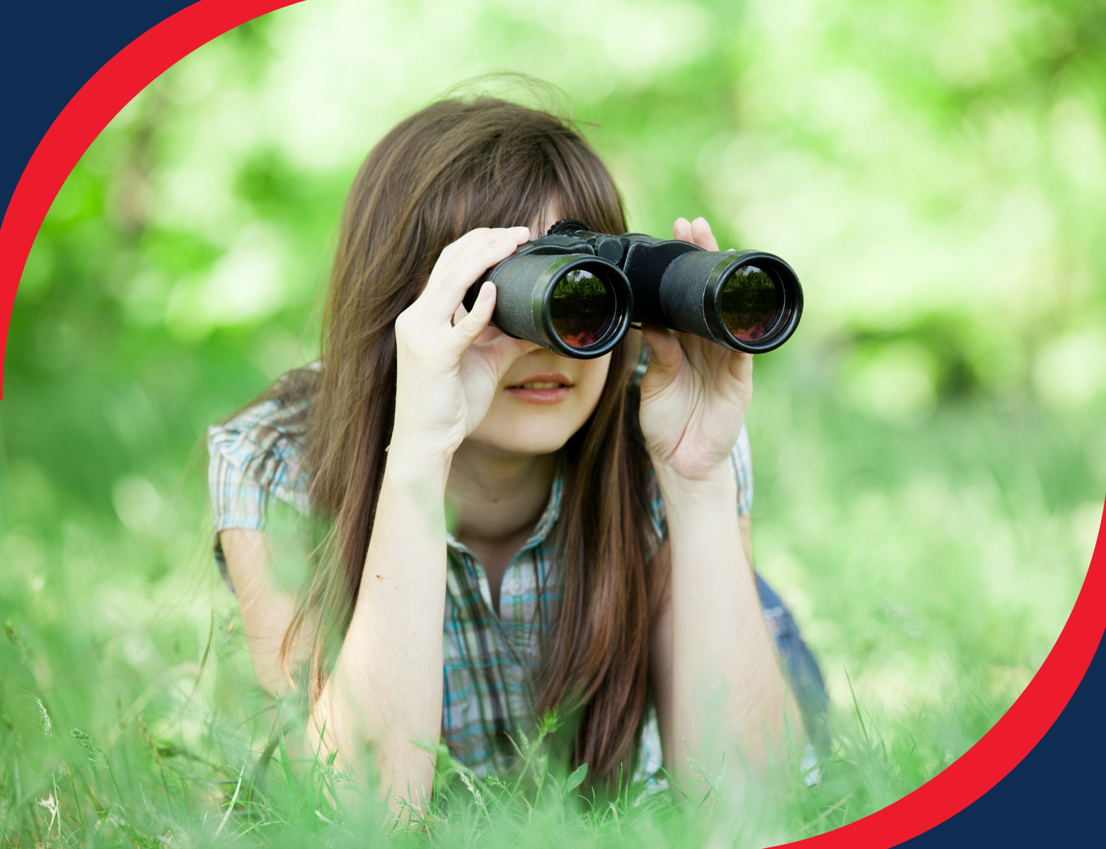 youth looking through binoculars