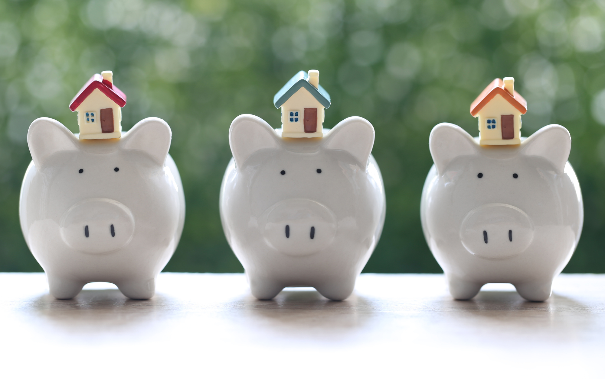 piggy banks with home on top - home equity concept